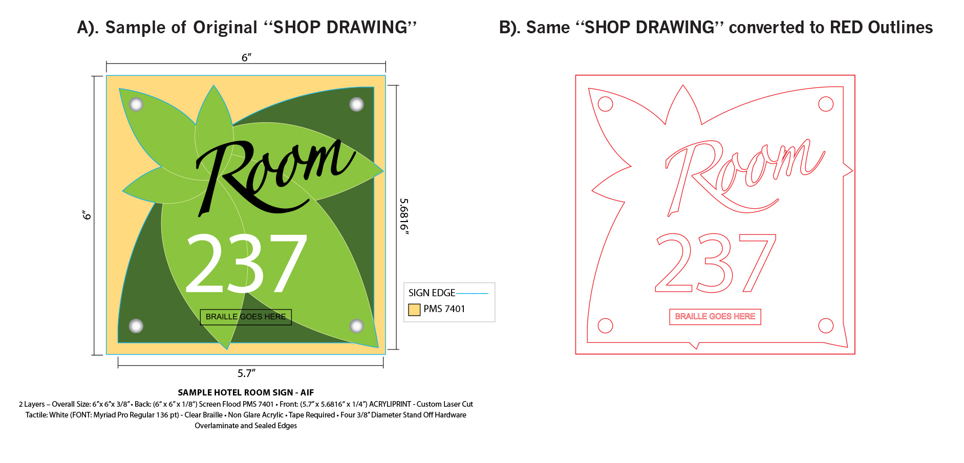 shop drawing and outlines
